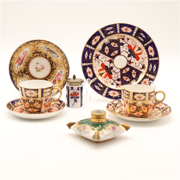 Group of Imari style porcelain and scent bottles