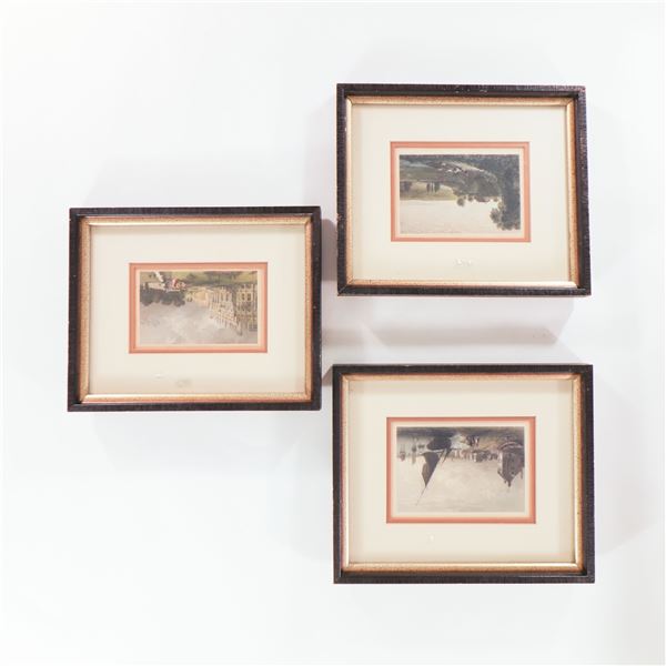 Three framed 19th-century engraved views after Serres, Allom and Linton