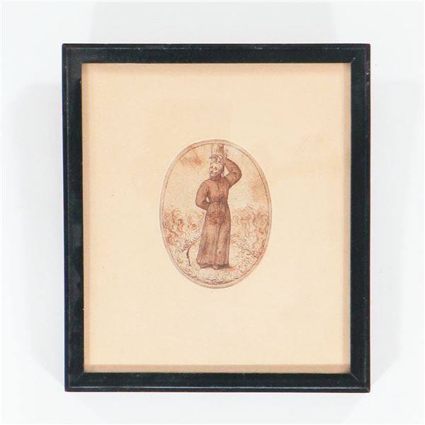 Small framed antique oval intaglio print