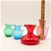Image 3 : Group of Four Mid-Century Blown Art Glass Pitchers in Colored Optic Glass