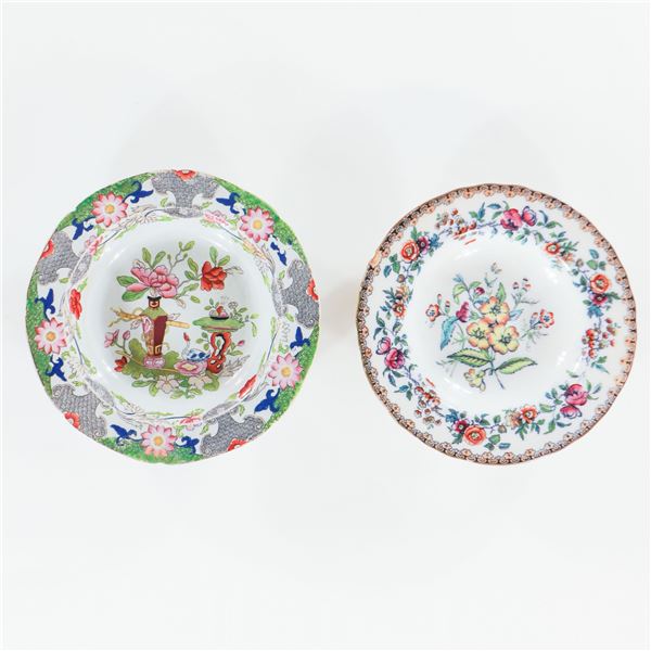 Two English Polychrome, 9½ Inches Diameter