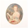 Image 7 : Portrait miniature of a lady with a garland of roses, French school, 19th century