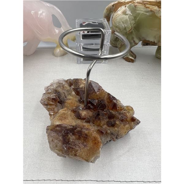 4.6 INCH  HIGH GRADE CITRINE CANDLE HOLDER (HEATED AMETHYST)