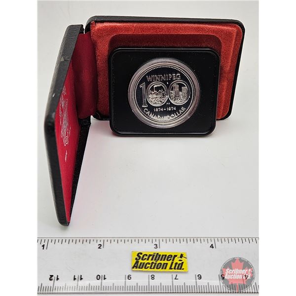 RCM Canada 1974 Silver Dollar : Winnipeg (Black Case)