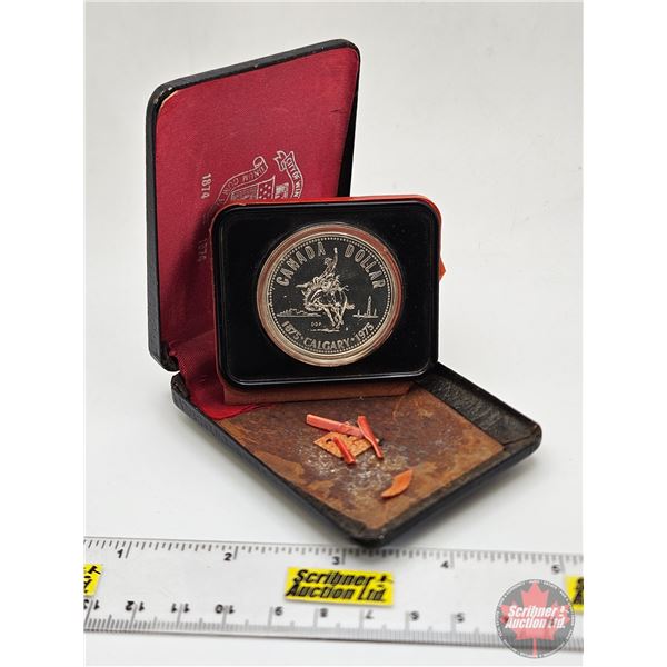 RCM Canada 1975 Silver Dollar : Calgary (Black Case - Case Interior Base Lining Missing)