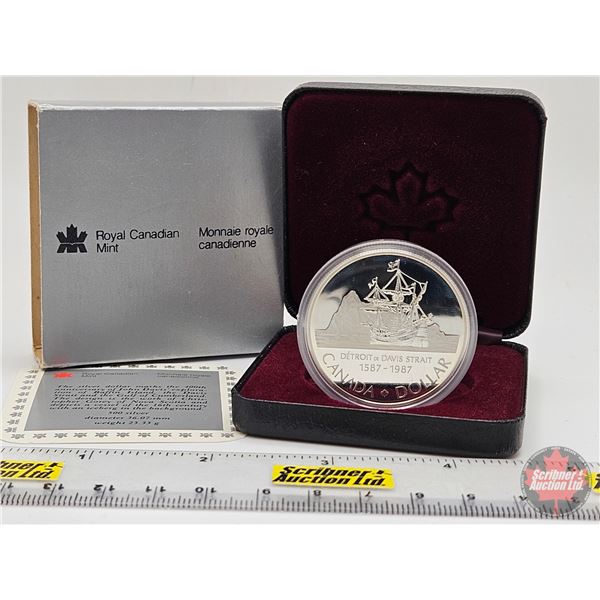 RCM Canada 1987 Silver Dollar : Detroit de Davis Strait (Black Case)