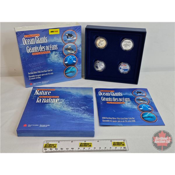 RCM Canada 1998 Ocean Giants : Sterling Silver Fifty Cent Four-Coin Set