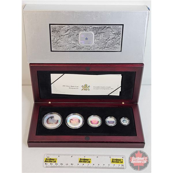 RCM 2003 Silver Maple Leaf Hologram Five-Coin Set : One Ounce ; 1/2 Ounce 1/4 Ounce; 1/10 Ounce & 1/