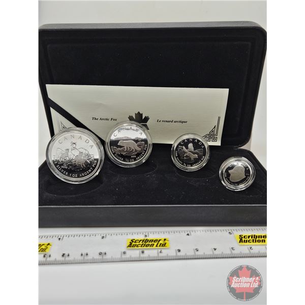 RCM Canada 2004 Fine Silver 4-Coin Set : The Arctic Fox  One Ounce ; 1/2 Ounce 1/4 Ounce; 1/10 Ounce