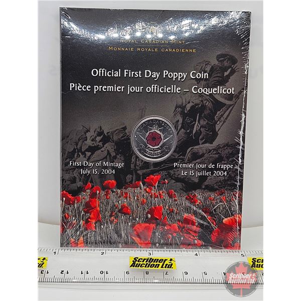 RCM Canada 2004 : Twenty Five Cent : Official First Day Poppy Coin (Unopened)