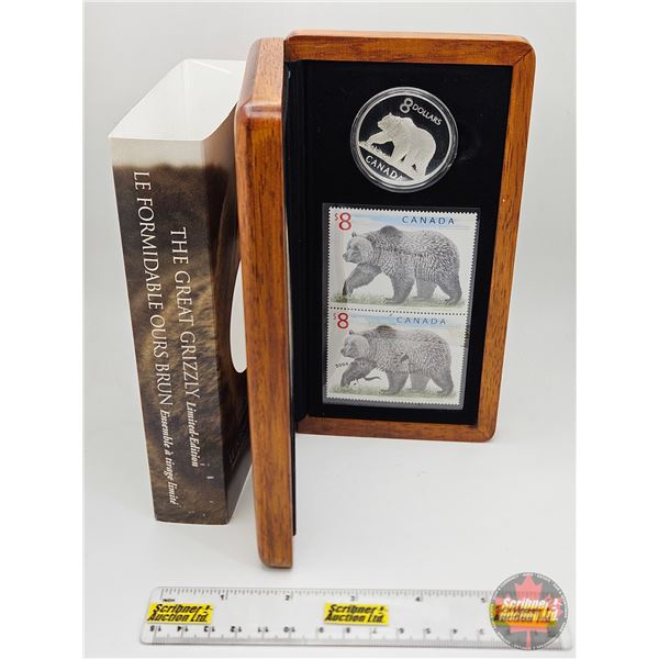 RCM Canada 2004 $8 Limited-Edition Stamp & Fine Silver Coin Set : The Great Grizzly (S/N#10800 of 25