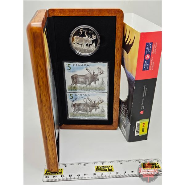 RCM Canada 2004 $5 Limited-Edition Stamp & Fine Silver Coin Set : The Majestic Moose (S/N#20487 of 2