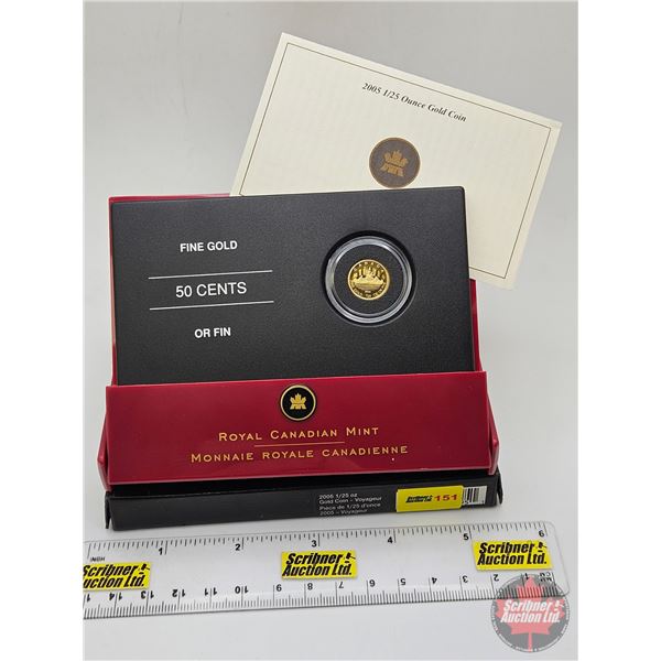 RCM Canada 2005 : 1/25oz Gold Coin : Voyageur (COA #20082) (99.99%) (GST Exempt)