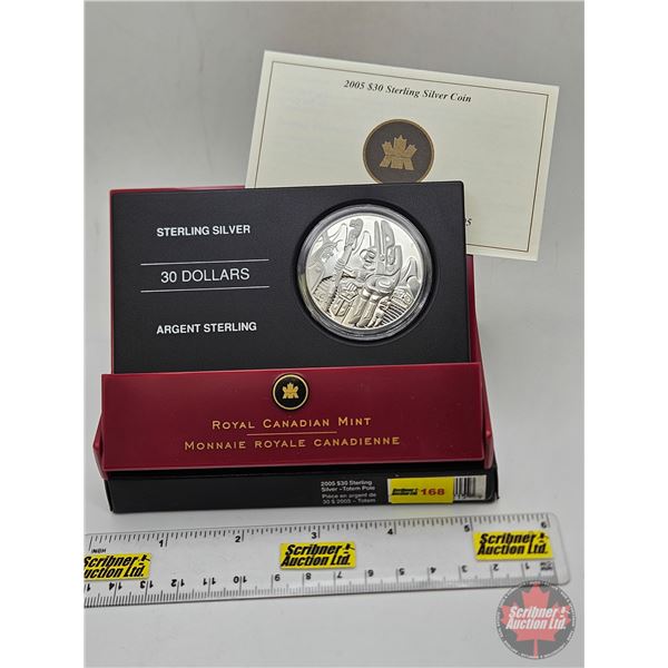 RCM Canada 2005 $30 Sterling Silver Coin : Totem Pole (COA #05368)