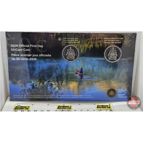 RCM Canada 2006 Official First Day 50-Cent Coins : First Mint Mark & First Non-Mint Mark (Unopened)