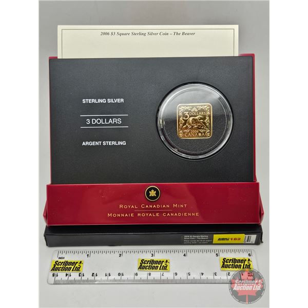 RCM Canada 2006 $3 Square Sterling Silver Coin : The Beaver (COA #07169)