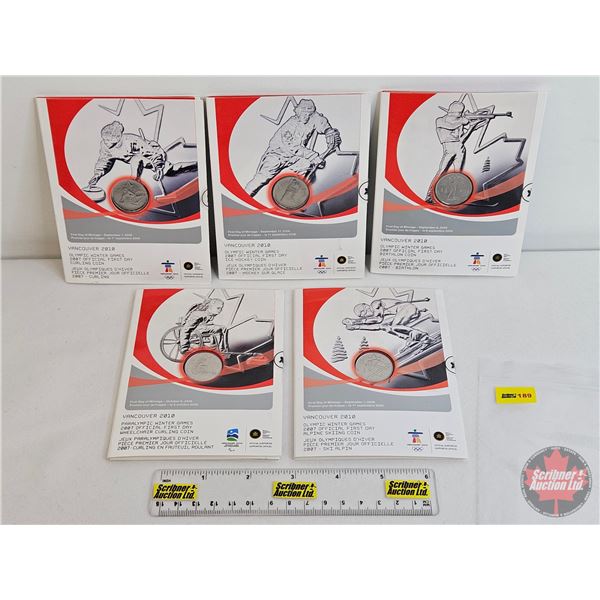 RCM Canada Twenty Five Cent (5 Coins/Cards) : Olympic Winter Games 2007 Official First Day of Mintag