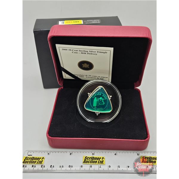 RCM Canada 2008 : 50-Cent Sterling Silver Triangle Coin : Milk Delivery (COA #2762)