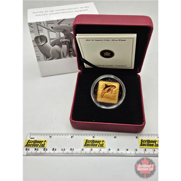 RCM Canada 2011 : $3 Square Coin : Orca Whale (92.5%) (COA #8638)