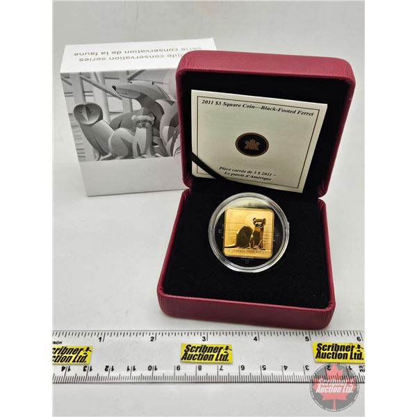RCM Canada 2011 : $3 Square Coin : Black-Footed Ferret (92.5%) (COA #00273)