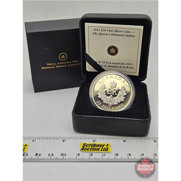 RCM Canada 2012 $20 Fine Silver Coin : Royal Cypher : The Queen's Diamond Jubilee (COA #430) (99.99%