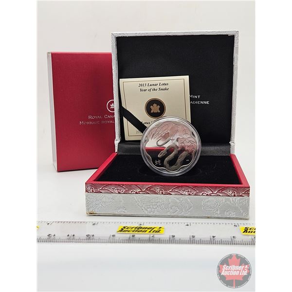 RCM Canada 2013 Lunar Lotus $15 Coin: Year of the Snake (COA #11990) (99.99%) (GST Exempt)