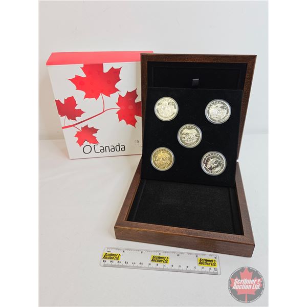 RCM 2013 O Canada $25 Fine Silver Five-Coin Set  ~ The Wolf (COA #1223) ~ The Caribou (COA #8216) ~