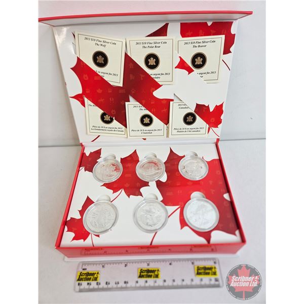 RCM 2013 O Canada $10 Fine Silver Six-Coin Set  ~ The Wolf (COA #11546) ~ The Polar Bear (COA #1319)