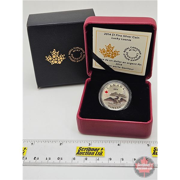 RCM Canada 2014 $1 Fine Silver Coin : Lucky Loonie (COA #6349) (99.99%) (GST Exempt)