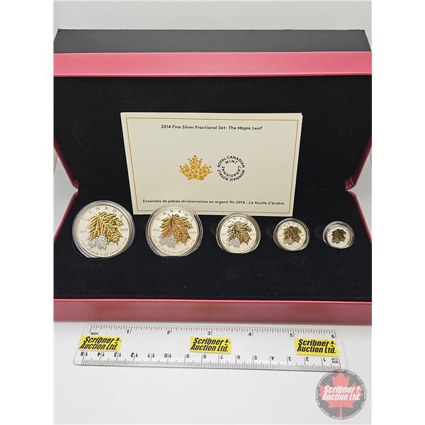 RCM Canada 2014 Fine Silver : Fractional Set : The Maple Leaf (COA #8186) The coins bear a face valu
