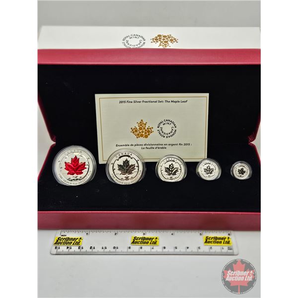 RCM Canada 2015 Fine Silver : Fractional Set : The Maple Leaf (COA #3023) The coins bear a face valu