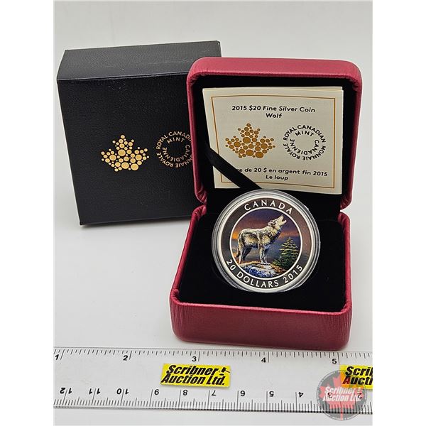 RCM Canada 2015 : $20 Fine Silver Coin : Wolf (COA #2160)  (99.99%) (GST Exempt)