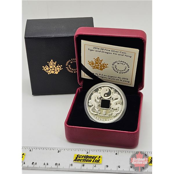 RCM Canada 2016 : $8 Fine Silver Coin : Tiger and Dragon Yin and Yang (COA #0167) (99.99%) (GST Exem