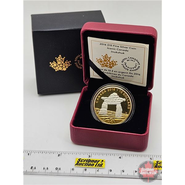 RCM Canada 2016 : $10 Fine Silver Coin : Iconic Canada Inukshuk (COA #3325) (99.99%) (GST Exempt)