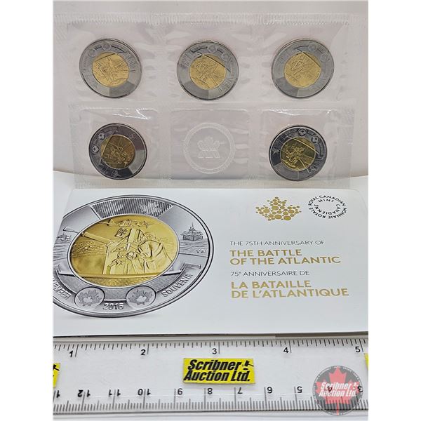 RCM Canada 2016 : $2 Circulation Coin : 75th Anniversary of the Battle of the Atlantic Five Coin Pac
