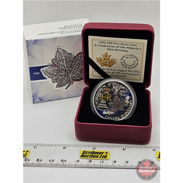 RCM Canada 2016 : $20 Fine Silver Coin : A Celebration of Her Majesty's 90th Birthday (COA #2270) (9