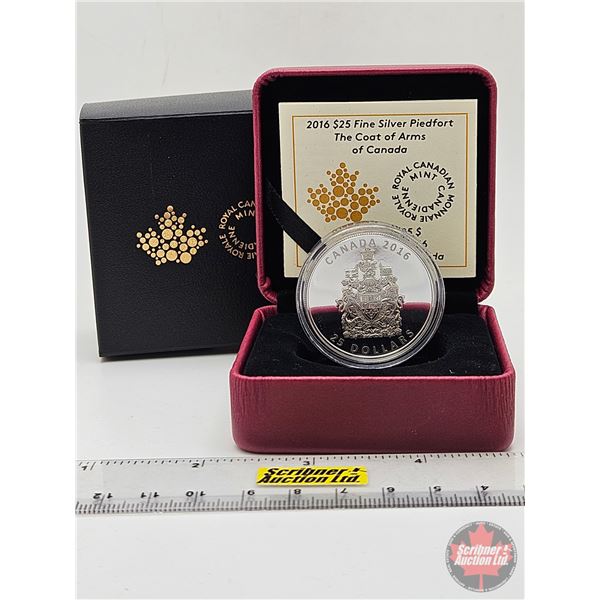 RCM Canada 2016 : $25 Fine Silver Piedfort : The Coat of Arms of Canada (COA #1178) (99.99%) (GST Ex