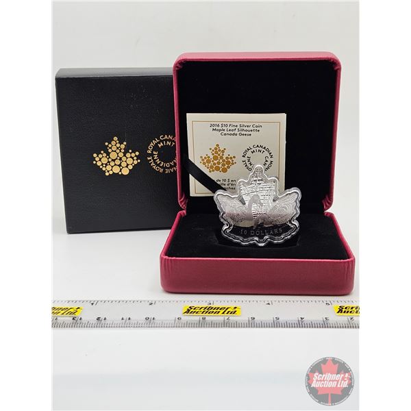 RCM Canada 2016 : $10 Fine Silver Coin : Maple Leaf Silhouette : Canada Geese (COA #12805) (99.99%)