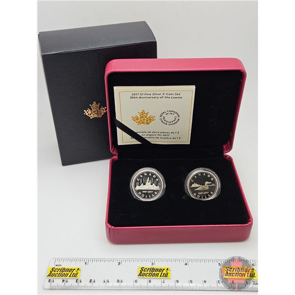 RCM Canada 2017 : $1 Fine Silver : 2-Coin Set : 30th Anniversary of the Loonie (COA #7171) (99.99%)