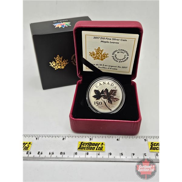 RCM Canada 2017 : $10 Fine Silver Coin : Maple Leaves (COA #22350) (99.99%) (GST EXEMPT)