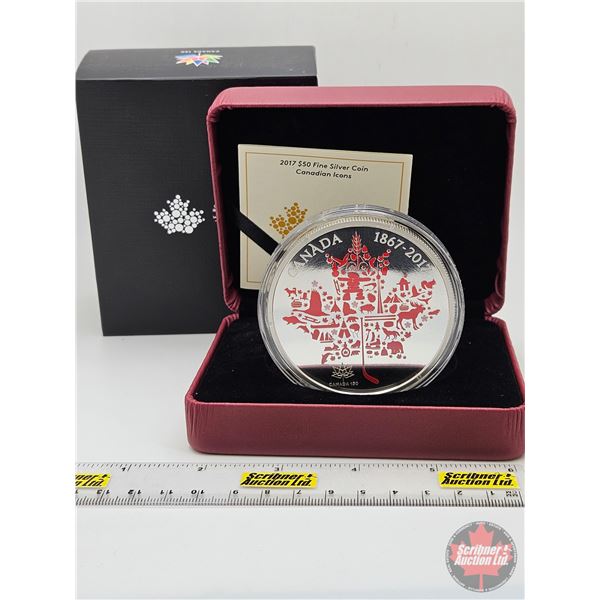 RCM Canada 2017 : $50 Fine Silver Coin : Canadian Icons (COA #0823) (99.99%) (GST Exempt)