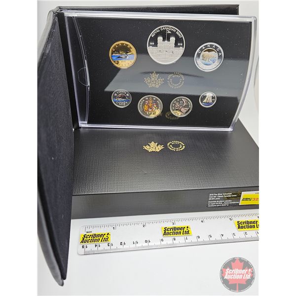 RCM Canada 2018 Fine Silver Colourised Seven-Coin Set : Classic Canadian Coins (COA) (99.99%) (GST E
