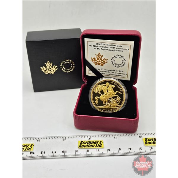 RCM Canada 2018 : $20 Fine Silver Coin : The 1908 Sovereign : 110th Anniversary of the Royal Canadia