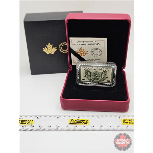 RCM Canada 2019 : $20 Fine Silver Coin : Canada's Historical Stamps : Coat of Arms and Flags Special