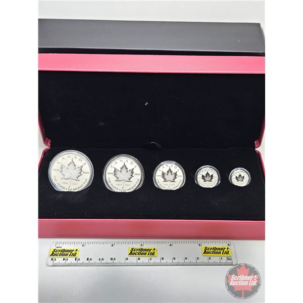 RCM Canada 2021 Fine Silver Maple Leaf Fractional 5-Coin Set : Our Arboreal Emblem (COA #1030) The c