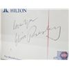 Image 4 : Framed Display of Elvis Picture & Hand Signed Postcard :1970 Hilton Hotel (No COA) (Frame Measures :