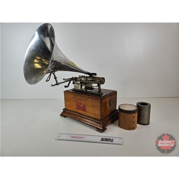Phonograph : 1903 Pathe Dual Cylinder Player ; "Je Chante Haut Et Clair"