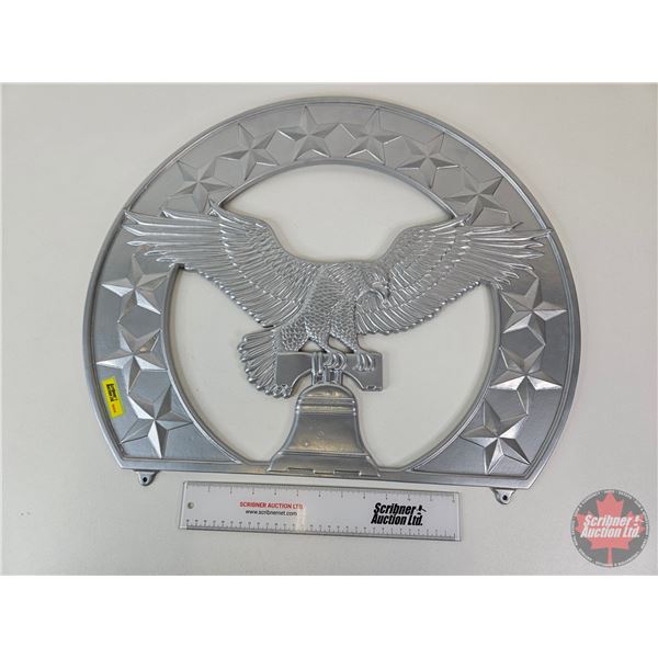 American Eagle Wall Plaque (Bell Topper) : Aluminum Cast (Measures : 19 -1/2"H x 24"W)