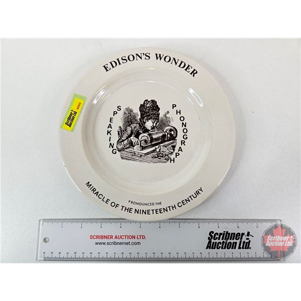Hand Crafted Pottery Plate : "Edisons Wonder" (Made by Abenakis) (Measures 9-1/4"D)