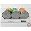 Image 7 : Oil Cans (3) : CO-OP - Maple leaf (6-1/2"H x 4"Di) - MG (Full) (6-1/2"H x 4"Dia) - Sonic (Full) (6"H